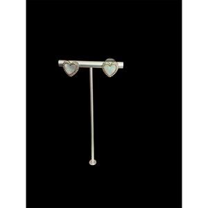 Two Tone Heart MOP Stud Earrings